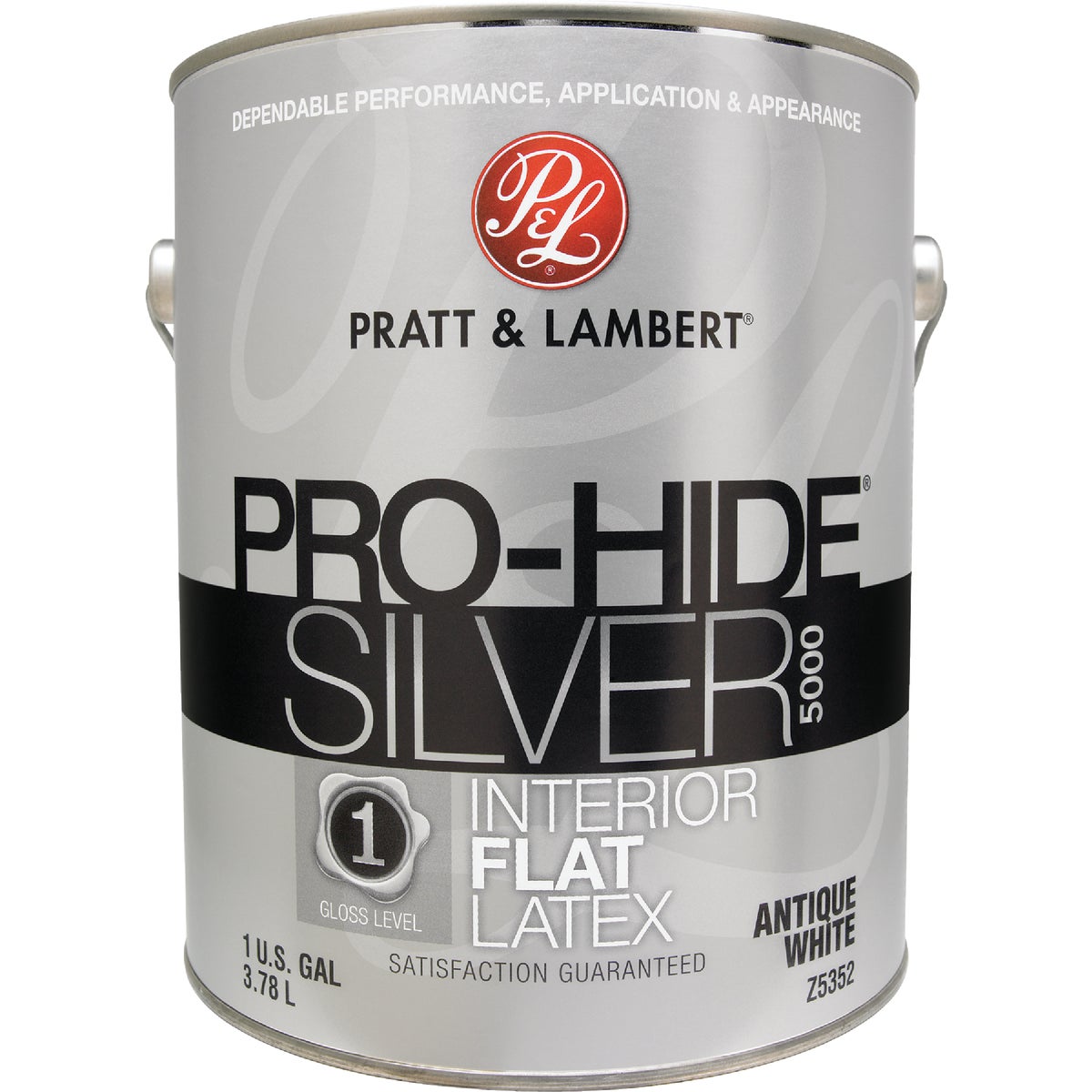 Pratt & Lambert Pro-Hide Silver 5000 Latex Flat Interior Wall Paint, Antique White, 1 Gal.