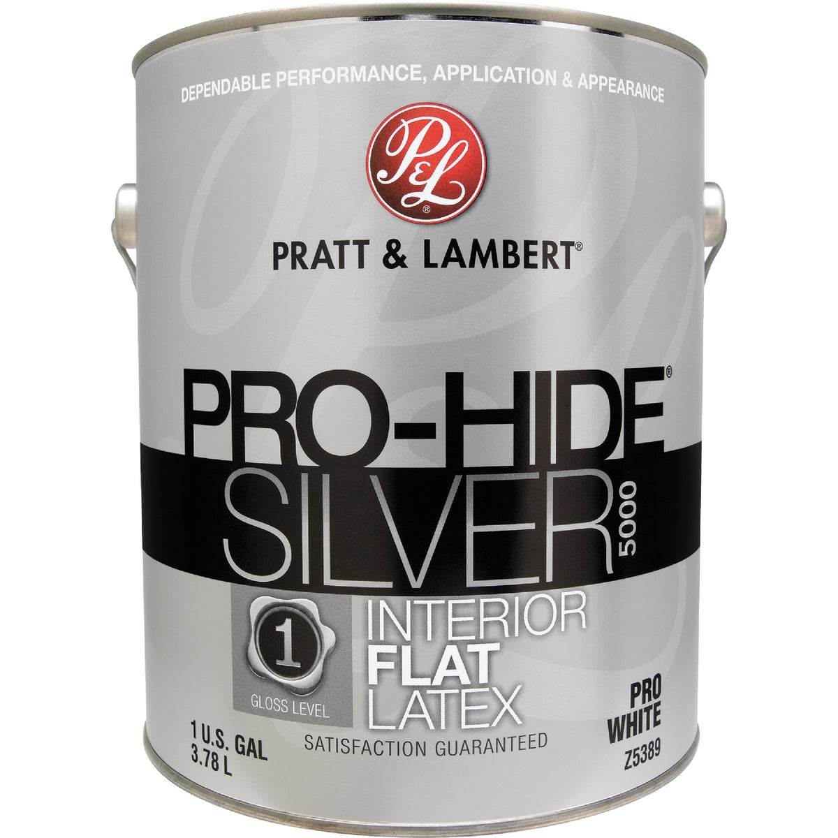 Pratt & Lambert Pro-Hide Silver 5000 Latex Flat Interior Wall Paint, Pro White, 1 Gal.