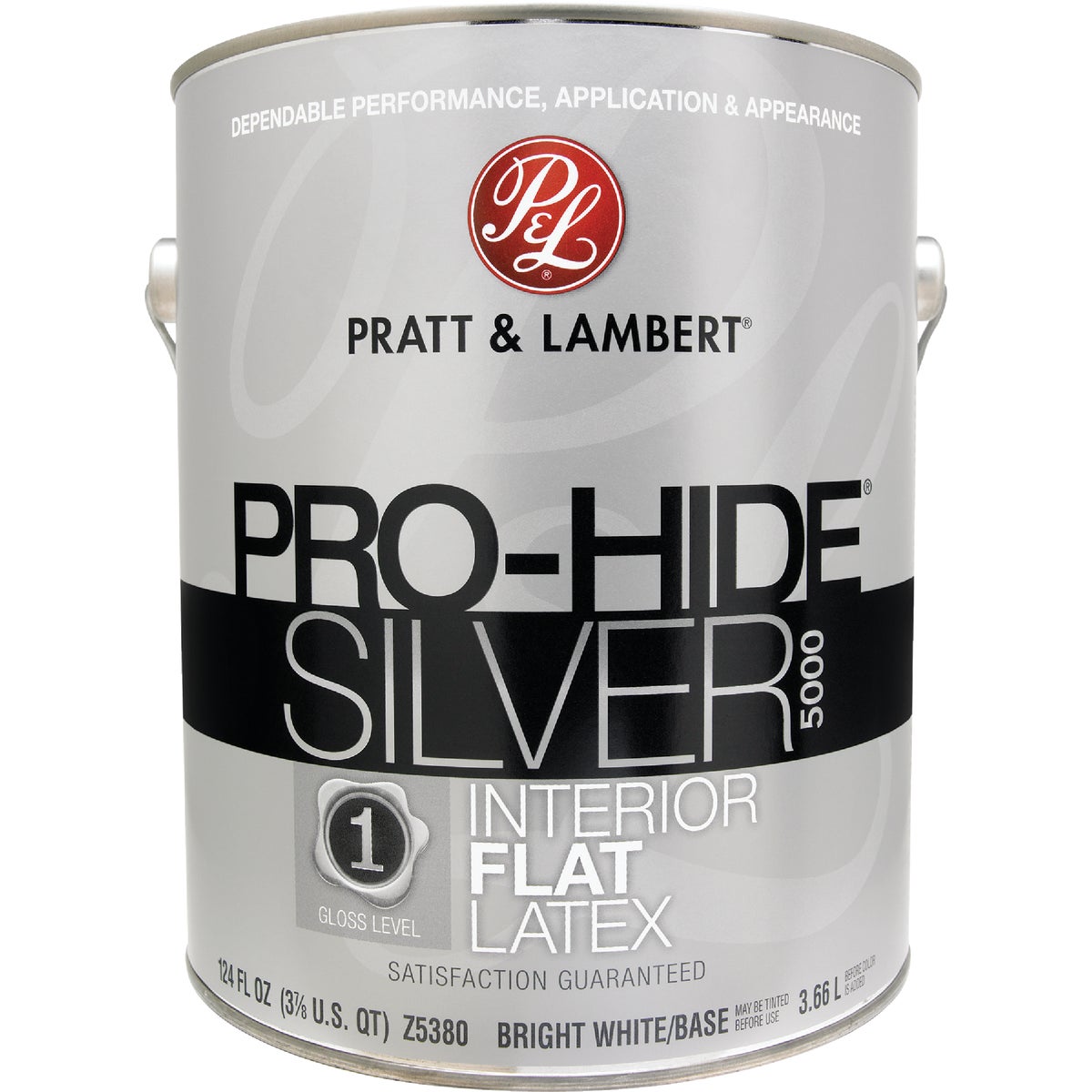 Pratt & Lambert Pro-Hide Silver 5000 Latex Flat Interior Wall Paint, Bright White Base, 1 Gal.