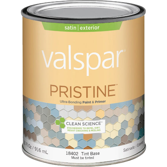 Valspar Pristine 100% Acrylic Paint & Primer Satin Exterior House Paint, Tint Base, 1 Qt.