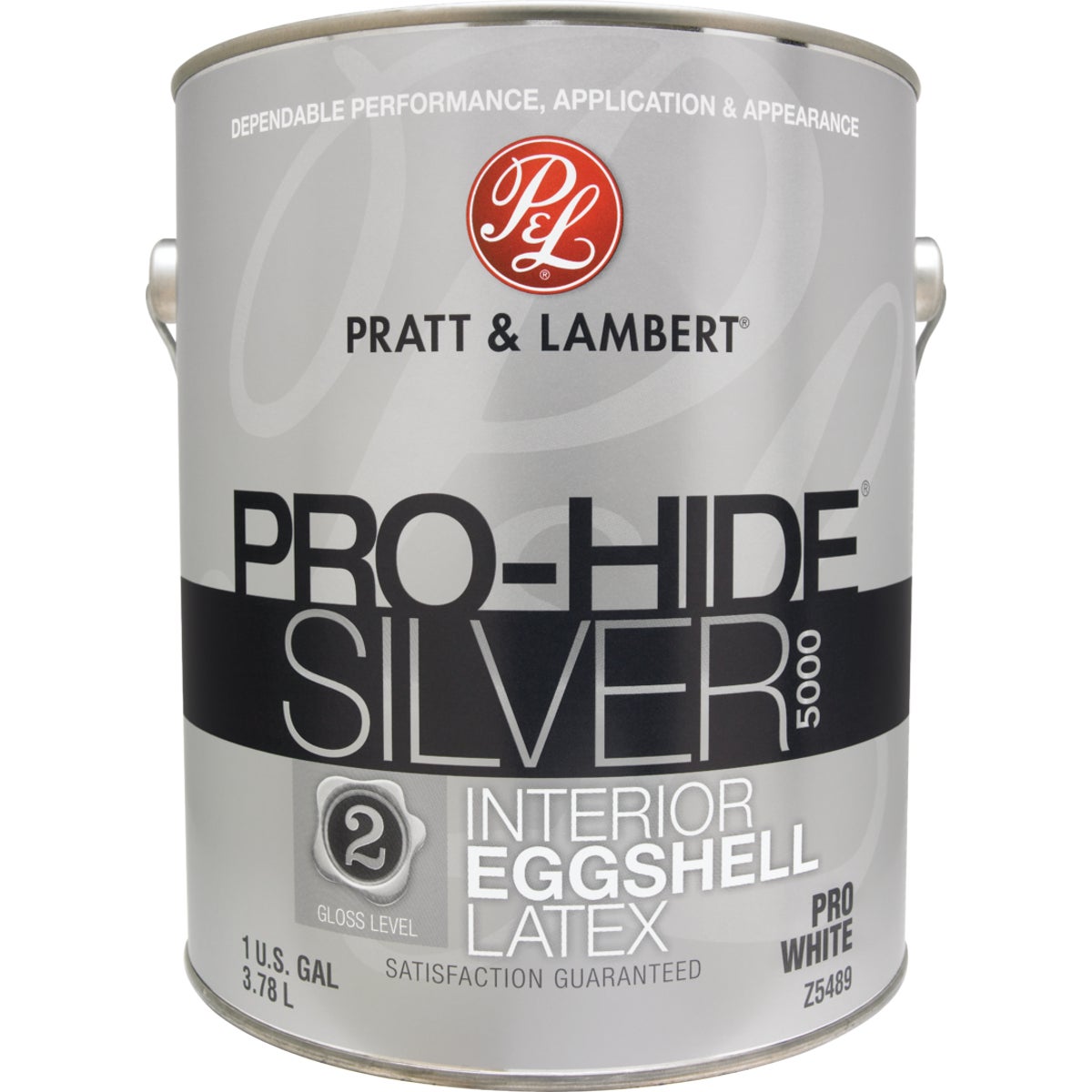 Pratt & Lambert Pro-Hide Silver 5000 Latex Eggshell Interior Wall Paint,Pro White, 1 Gal.