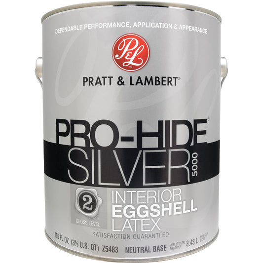 Pratt & Lambert Pro-Hide Silver 5000 Latex Eggshell Interior Wall Paint, Neutral Base, 1 Gal.