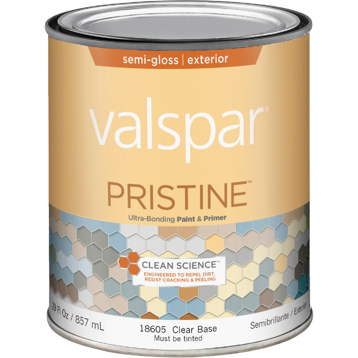 Valspar Pristine 100% Acrylic Paint & Primer Semi-Gloss Exterior House Paint, Clear Base, 1 Qt.