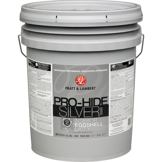 Pratt & Lambert Pro-Hide Silver 5000 Latex Eggshell Interior Wall Paint, Pastel Base, 5 Gal.