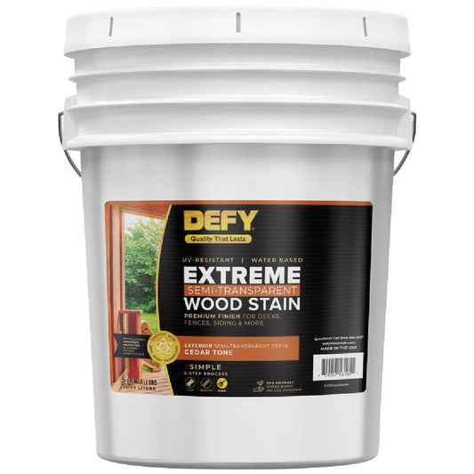 DEFY Extreme Semi-Transparent Exterior Wood Stain, Cedar Tone, 5 Gal.