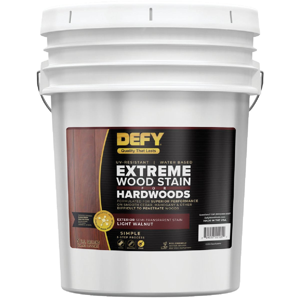 DEFY Semi-Transparent Deck Stain For Hardwoods, Light Walnut, 5 Gal.