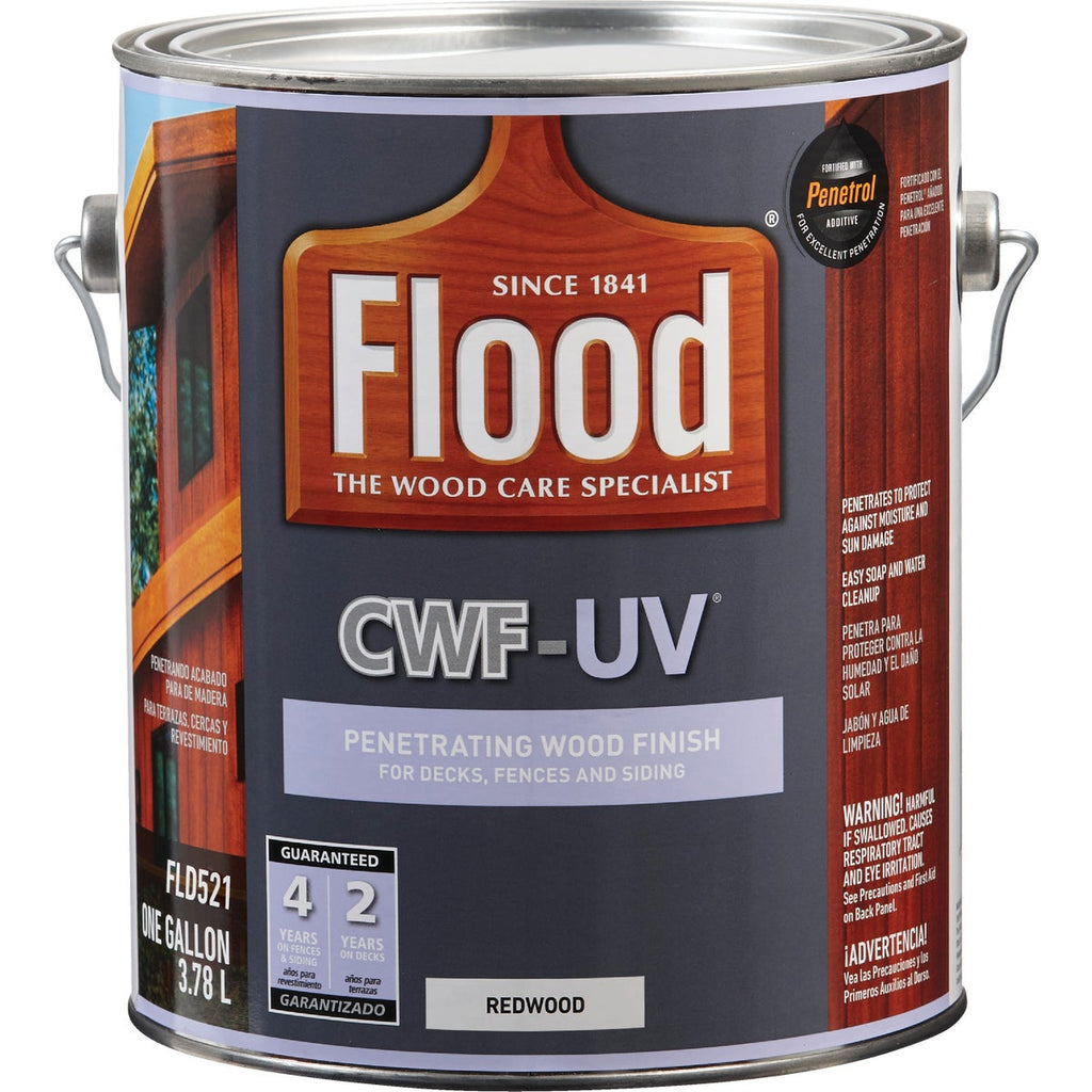 Flood CWF-UV Oil-Modified Fence Deck and Siding Wood Finish, Redwood, 1 Gal.