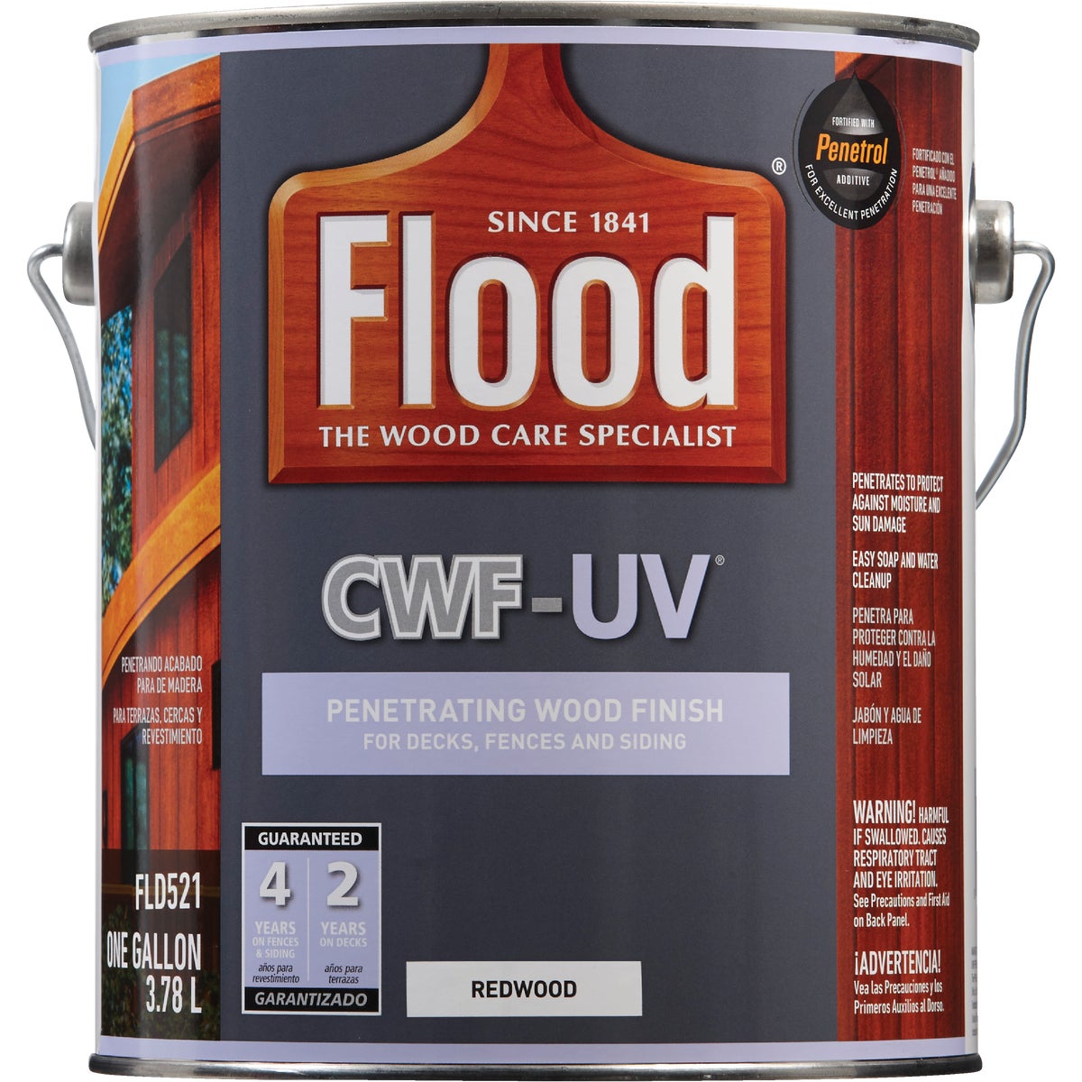 Flood CWF-UV Oil-Modified Fence Deck and Siding Wood Finish, Redwood, 1 Gal.