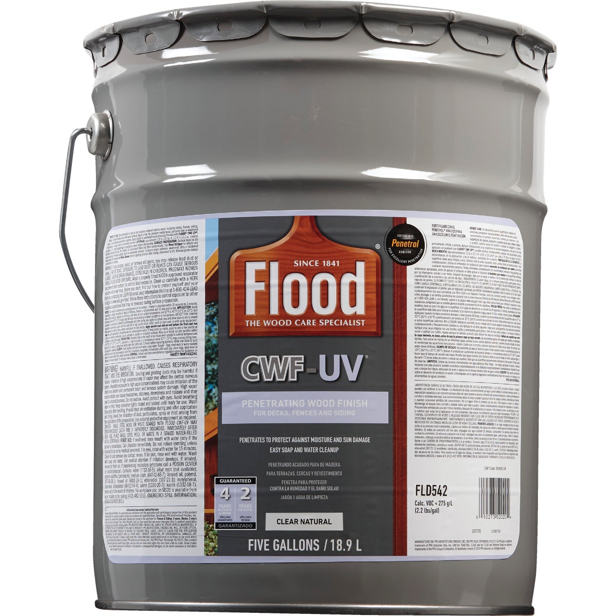 Flood CWF-UV Oil-Modified Fence Deck and Siding Wood Finish, Natural, 5 Gal.