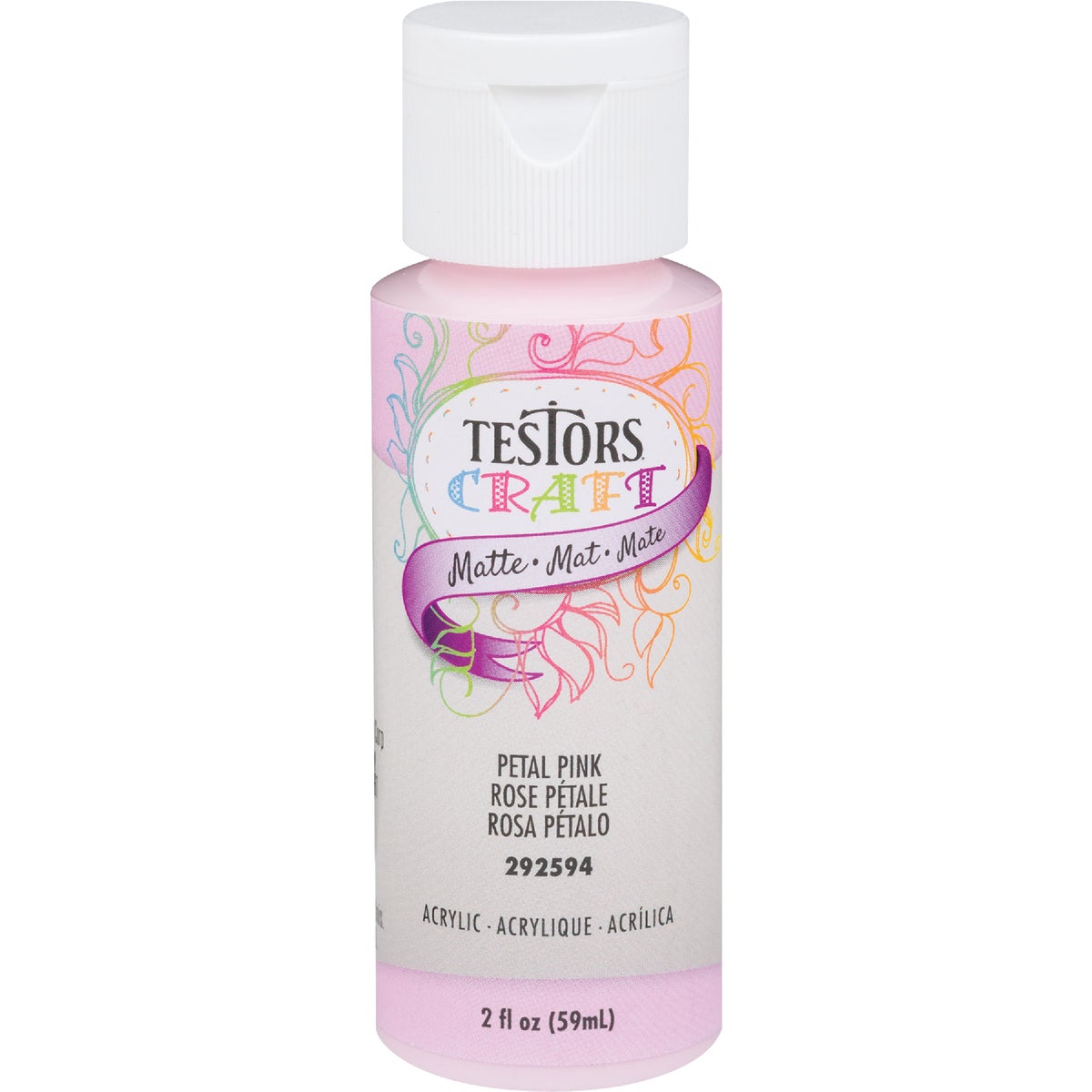 Testors 2 Oz. Acrylic Matte Craft Paint, Petal Pink