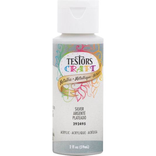 Testors 2 Oz. Acrylic Metallic Craft Paint, Silver