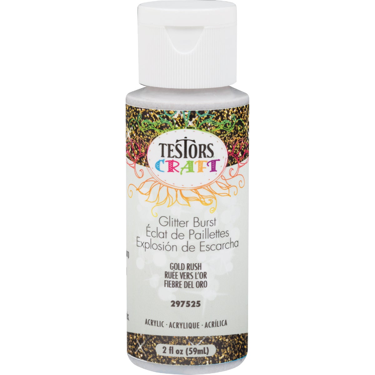 Testors 2 Oz. Acrylic Glitter Craft Paint, Gold Rush