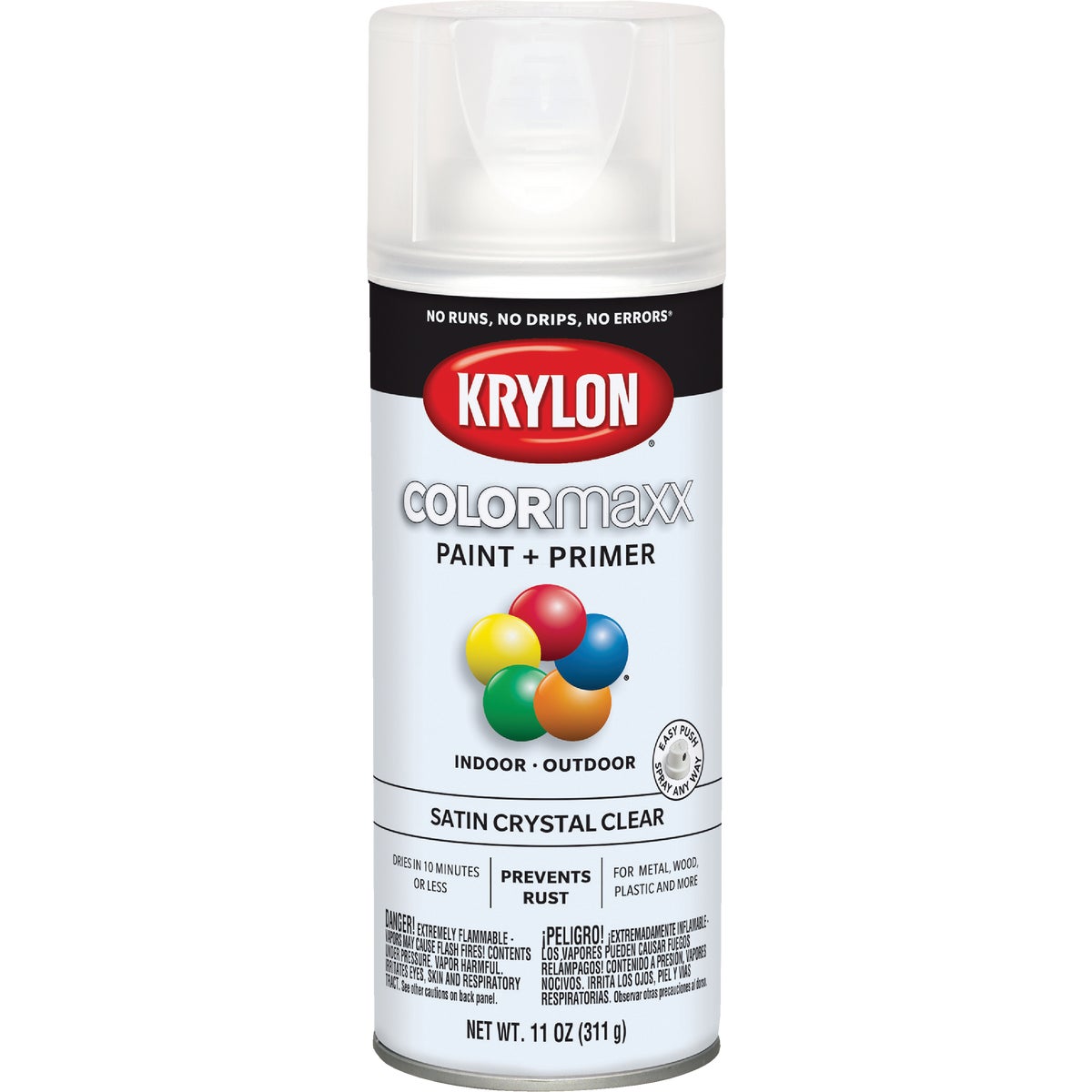 Krylon ColorMaxx 11 Oz. Satin Paint + Primer Spray Paint, Crystal Clear