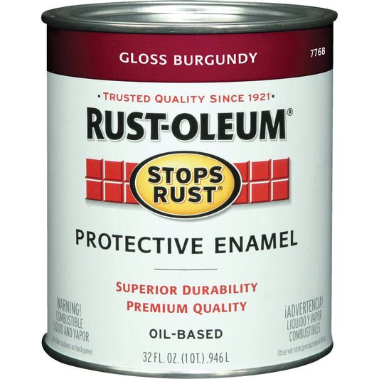 Rust-Oleum Professional Oil Based Gloss Protective Rust Control Enamel, Burgundy, 1 Qt.