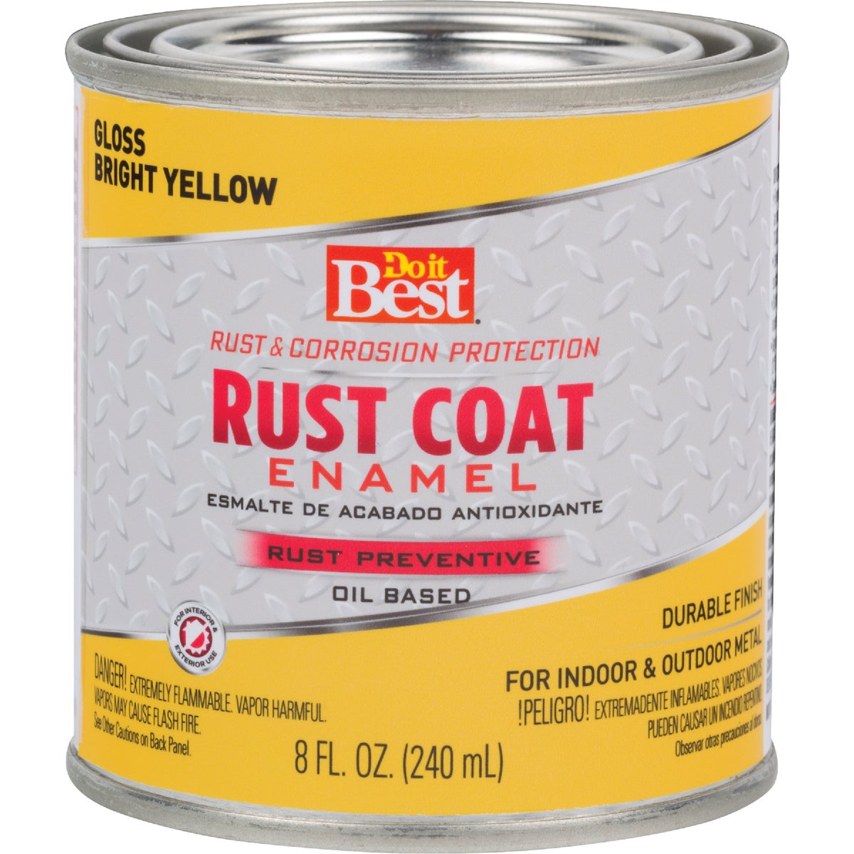 Do it Best Rust Coat Oil-Based Gloss Enamel, Bright Yellow, 1/2 Pt.