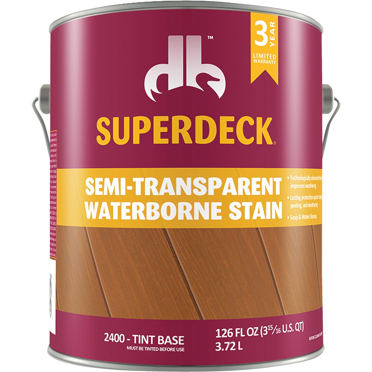 Duckback SUPERDECK Semi-Transparent Waterborne Deck Stain, Clear, 1 Gal.