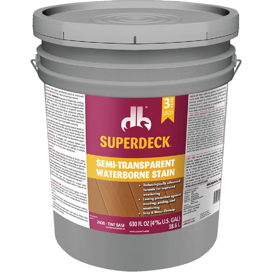 Duckback SUPERDECK Semi-Transparent Waterborne Deck Stain, Clear, 5 Gal.