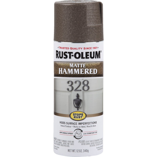 Rust-Oleum Stops Rust 12 Oz. Matte Hammered Spray Paint, Brown