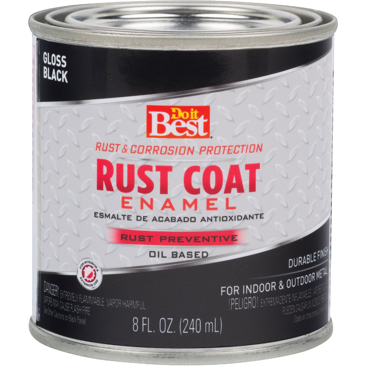 Do it Best Rust Coat Oil-Based Gloss Enamel, Black, 1/2 Pt.