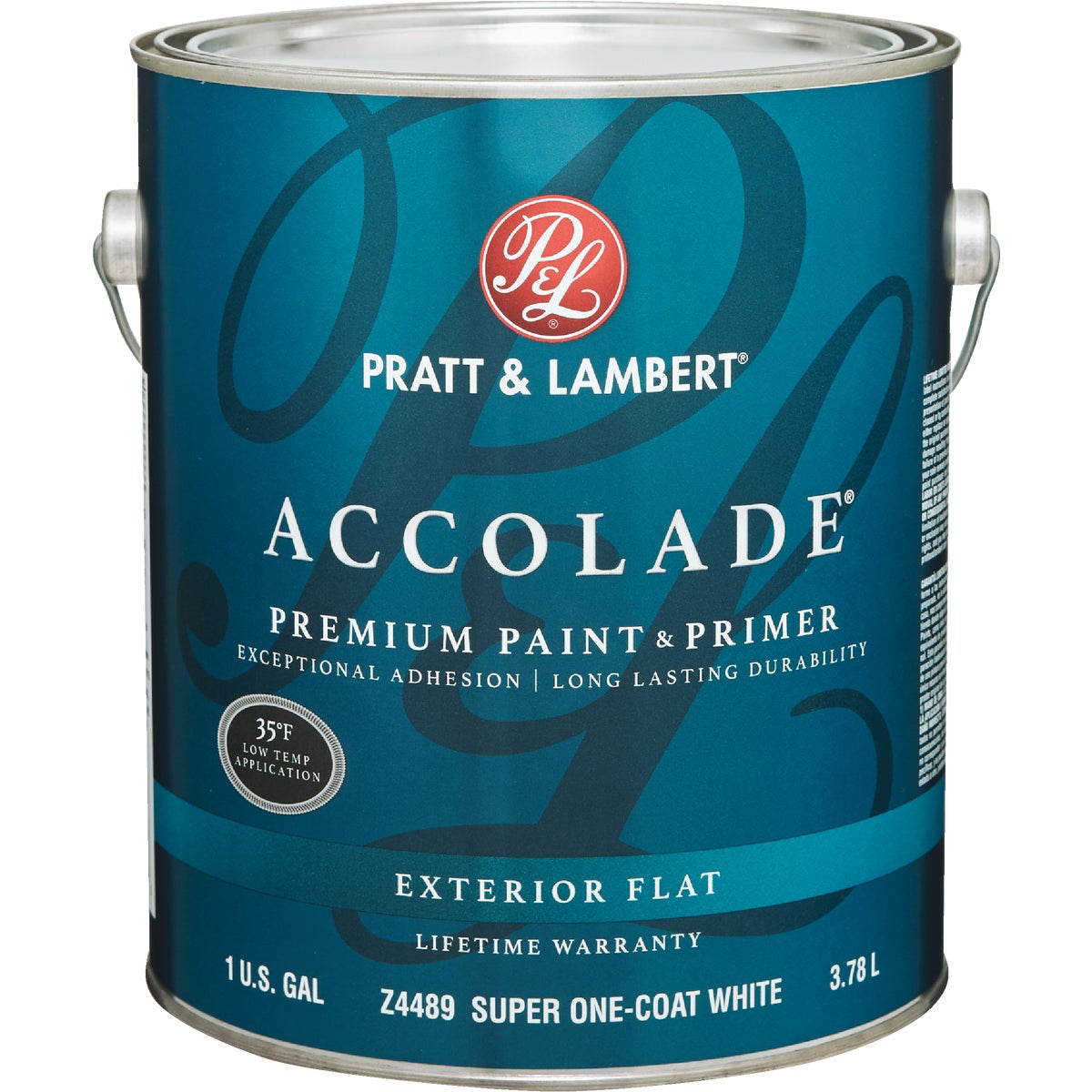 Pratt & Lambert Accolade 100% Acrylic Paint & Primer Flat Exterior House Paint, Super One Coat White, 1 Gal.