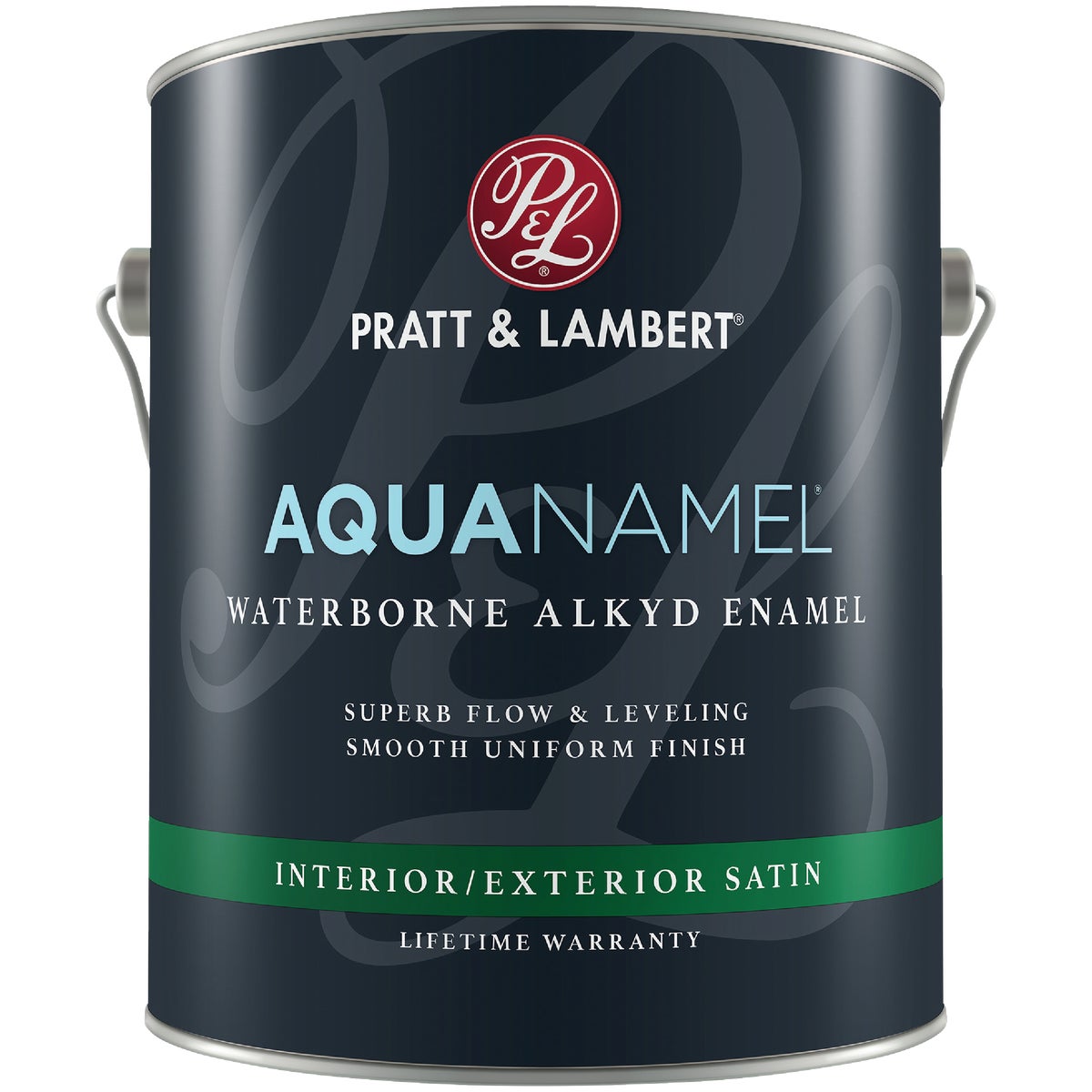 Pratt & Lambert Aquanamel Waterborne Alkyd Satin Interior/Exterior Enamel, Bright White Base, 1 Gal.