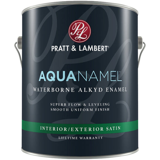 Pratt & Lambert Aquanamel Waterborne Alkyd Satin Interior/Exterior Enamel, Bright White Base, 1 Gal.