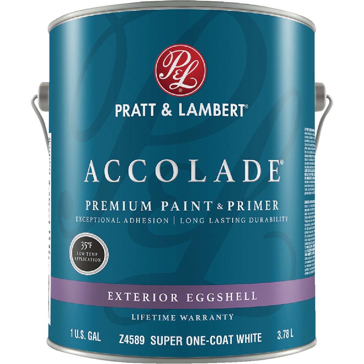 Pratt & Lambert Accolade 100% Acrylic Paint & Primer Eggshell Exterior House Paint, Super One Coat White, 1 Gal.