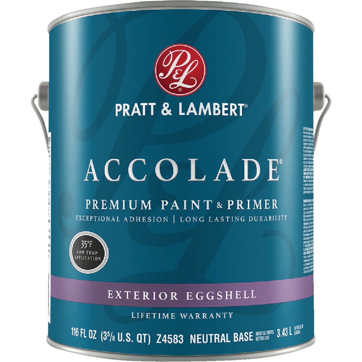 Pratt & Lambert Accolade 100% Acrylic Paint & Primer Eggshell Exterior House Paint, Neutral Base, 1 Gal.