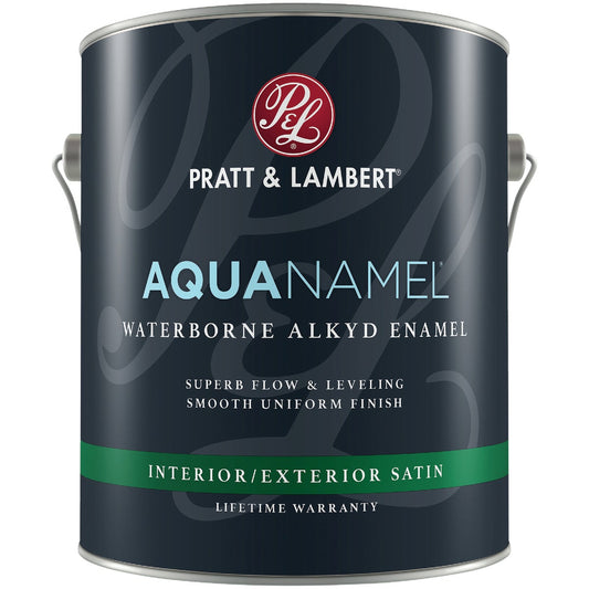 Pratt & Lambert Aquanamel Waterborne Alkyd Satin Interior/Exterior Enamel, Deep Base, 1 Gal.