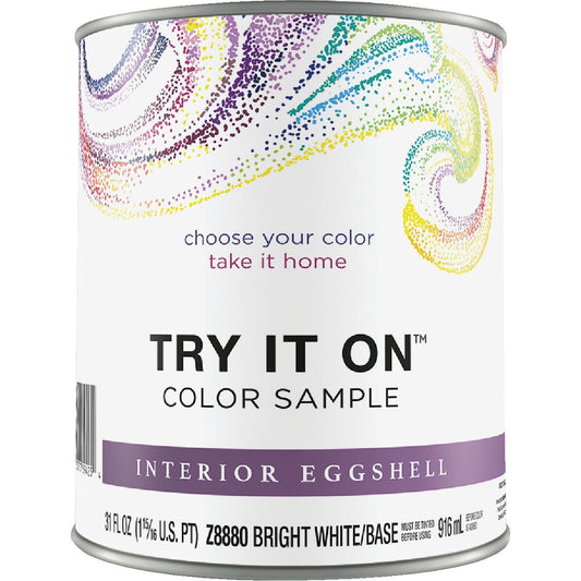 Try It On Eggshell Interior Paint Color Sample, Bright White Base, 1 Qt.