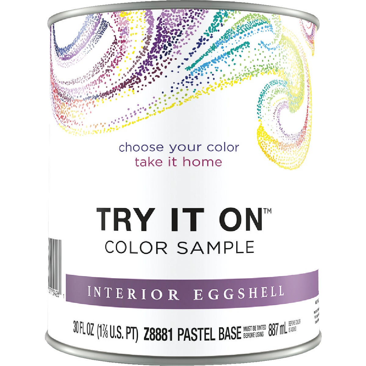 Try It On Eggshell Interior Paint Color Sample, Pastel Base, 1 Qt.