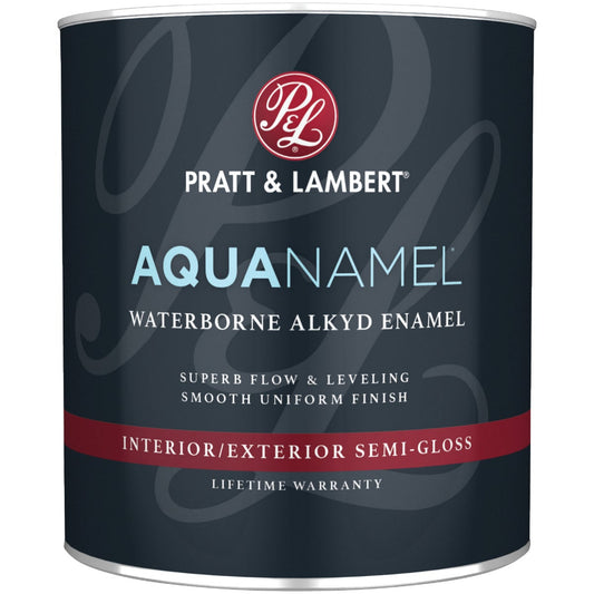 Pratt & Lambert Aquanamel Waterborne Alkyd Semi-Gloss Interior/Exterior Enamel, Deep Base, 1 Qt.