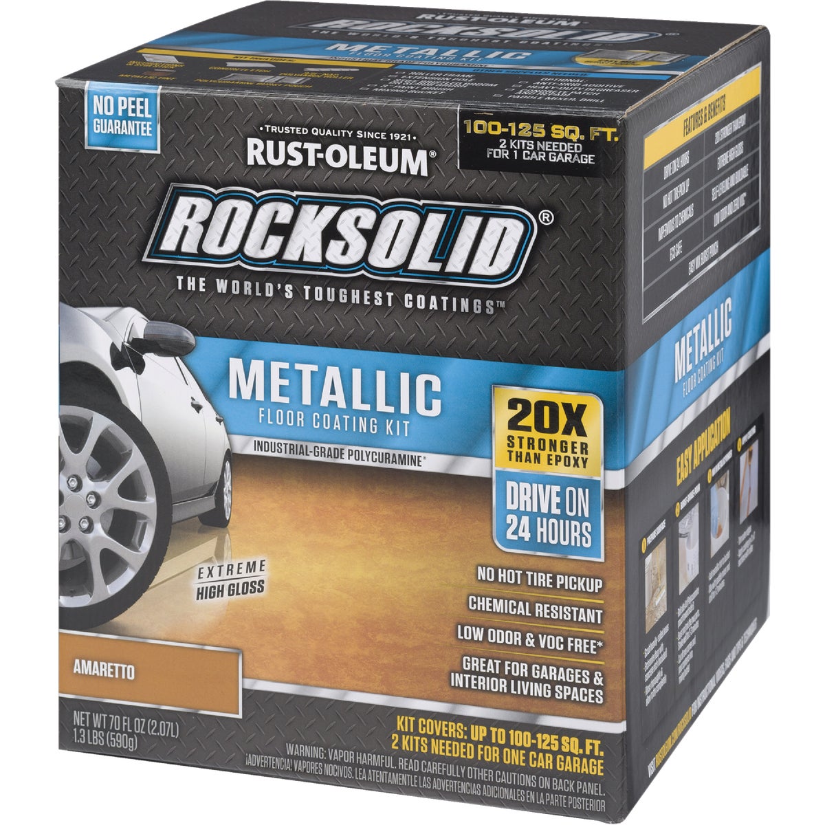 Rust-Oleum RockSolid Metallic Floor Coating Kit, Amaretto, 70 Oz.