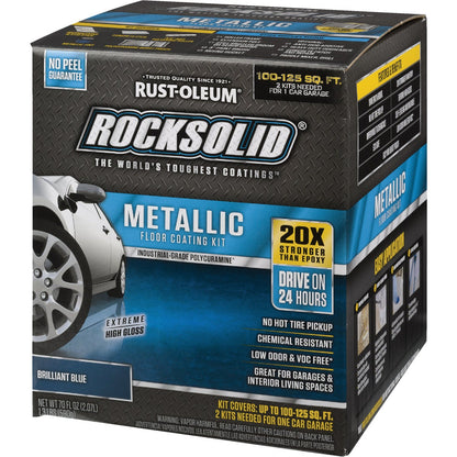 Rust-Oleum RockSolid Metallic Floor Coating Kit, Blue, 70 Oz.