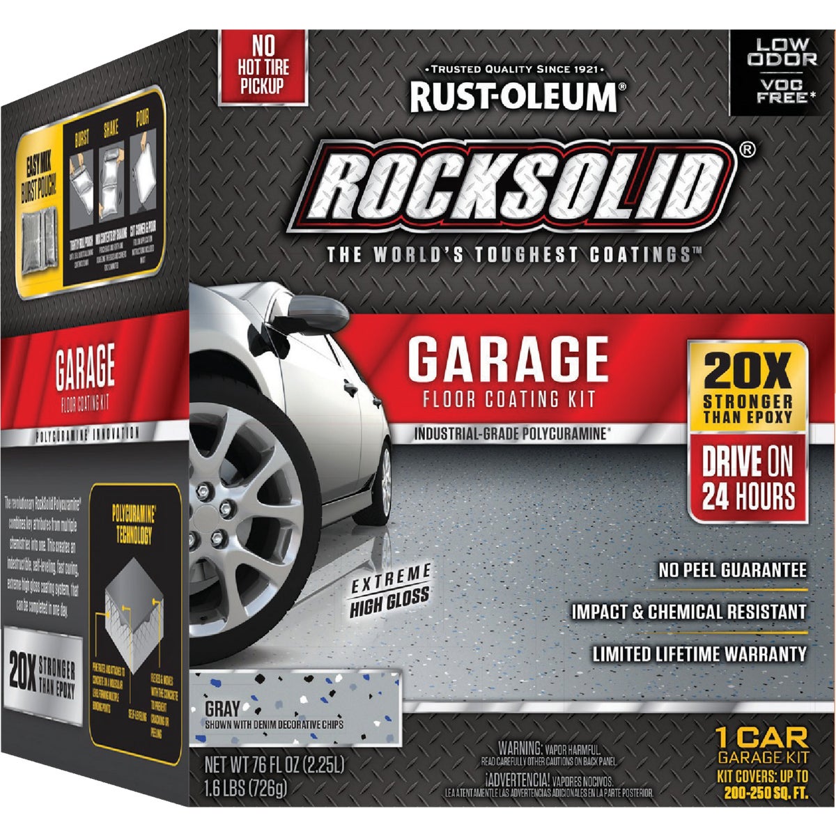 Rust-Oleum RockSolid VOC Free Garage Floor Coating Kit, Gray, 76 Oz.