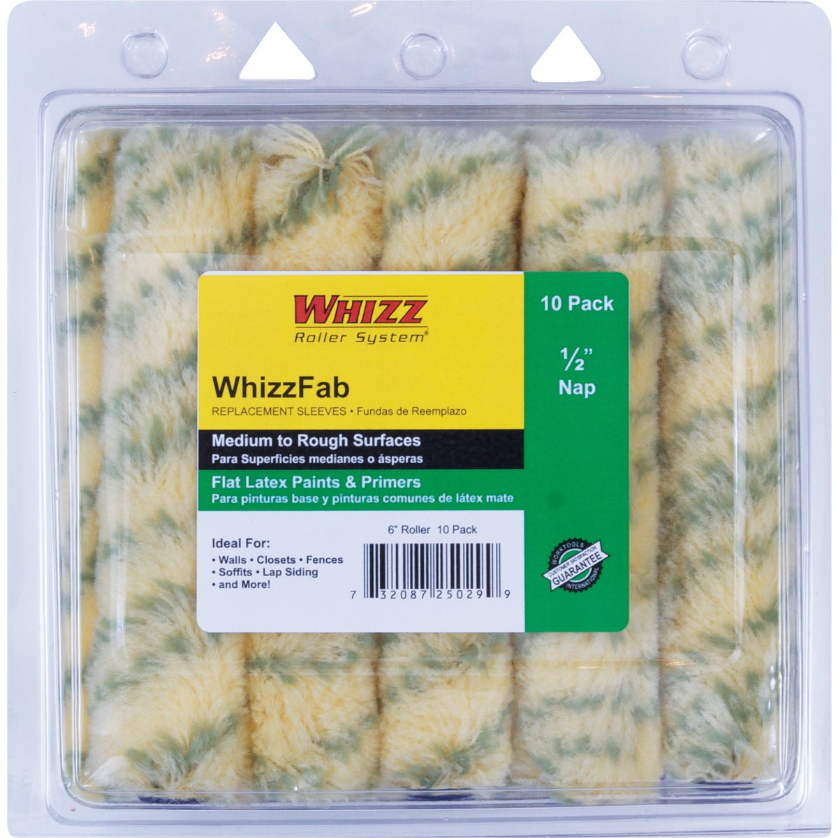 WhizzFab 6 In. x 1/2 In. Polyamide Fabric Mini Paint Roller Cover (10-Pack)