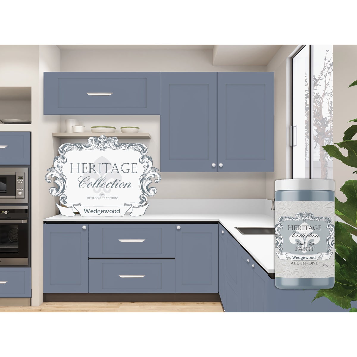 Heirloom Traditions Heritage Collection All-In-One Chalk Style Paint, Wedgewood, 1 Qt.