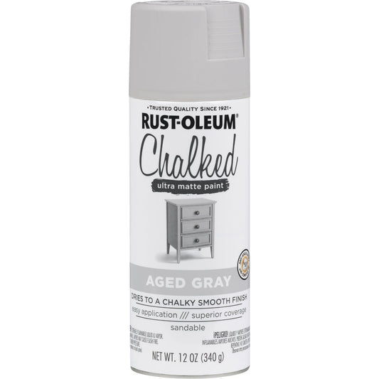 Rust-Oleum Chalked 12 Oz. Ultra Matte Spray Paint, Aged Gray