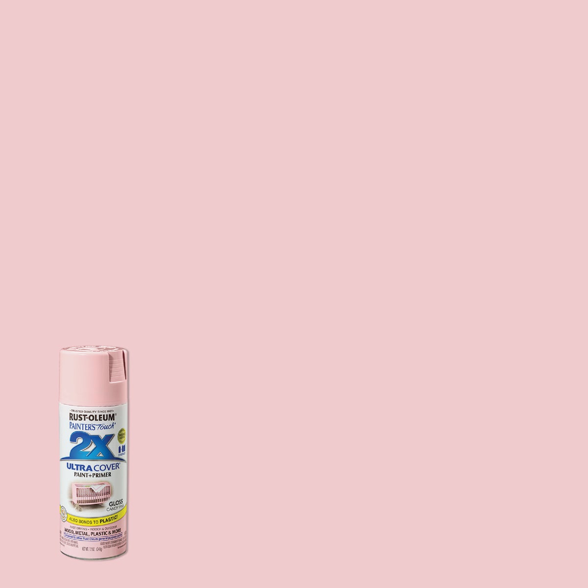 Rust-Oleum Painter's Touch 2X Ultra Cover 12 Oz. Gloss Paint + Primer Spray Paint, Candy Pink