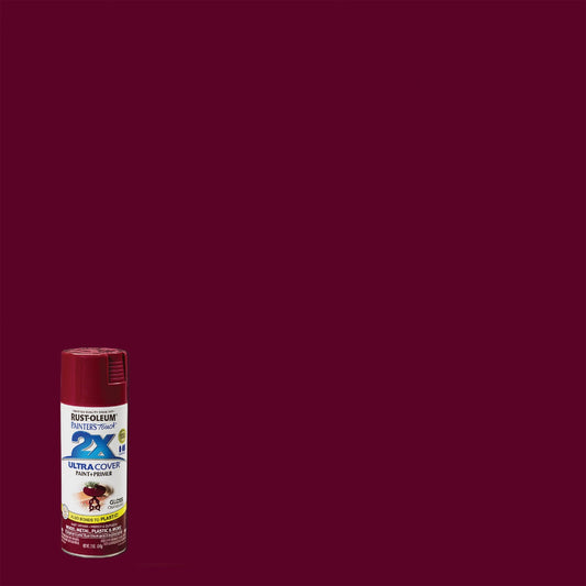 Rust-Oleum Painter's Touch 2X Ultra Cover 12 Oz. Gloss Paint + Primer Spray Paint, Cranberry