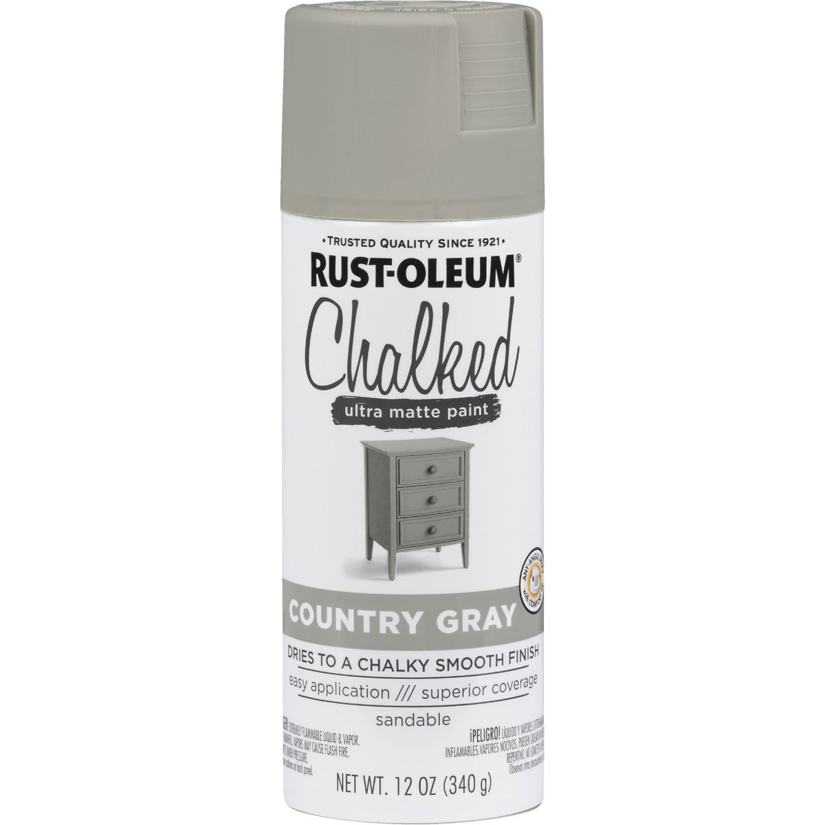 Rust-Oleum Chalked 12 Oz. Ultra Matte Spray Paint, Country Gray