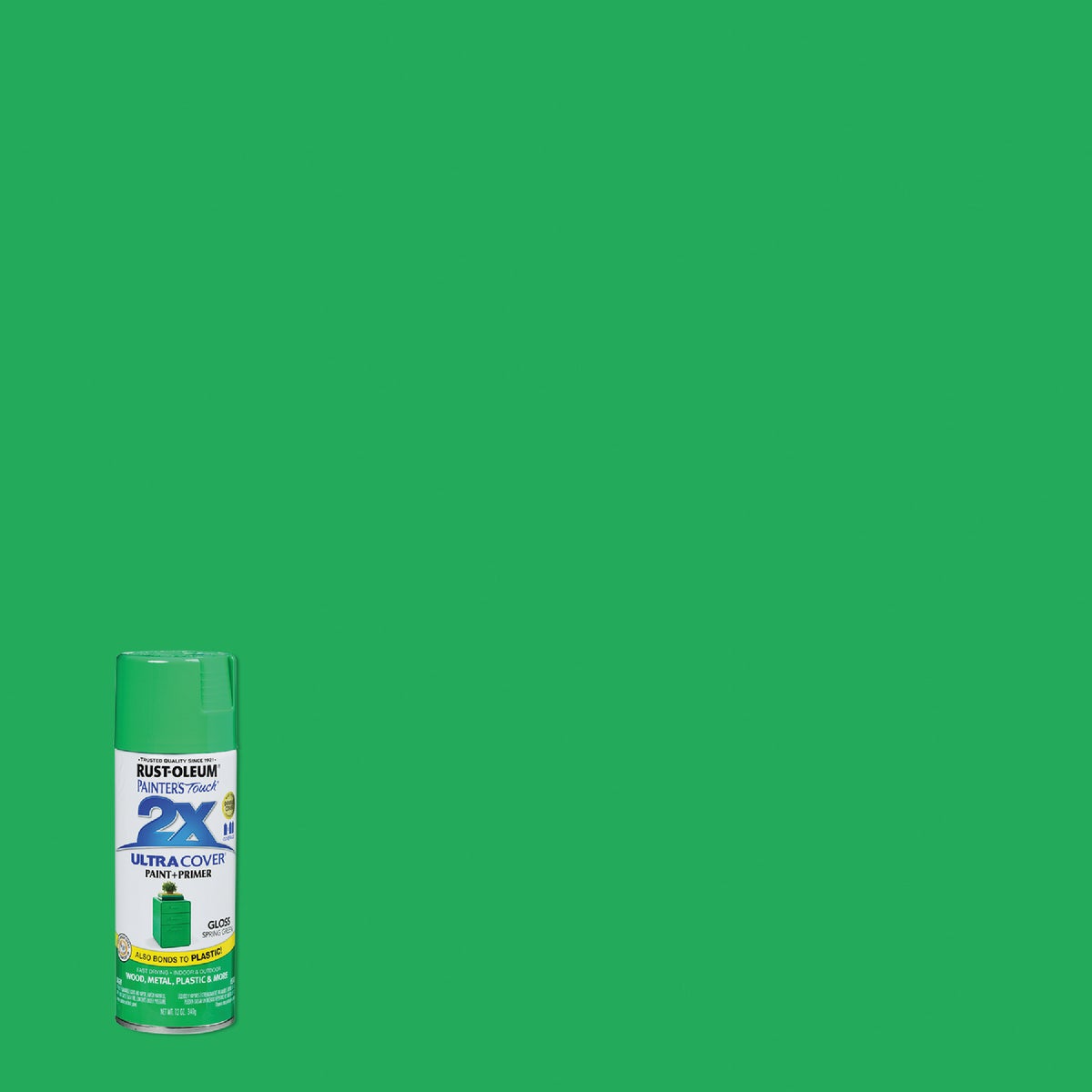 Rust-Oleum Painter's Touch 2X Ultra Cover 12 Oz. Gloss Paint + Primer Spray Paint, Spring Green