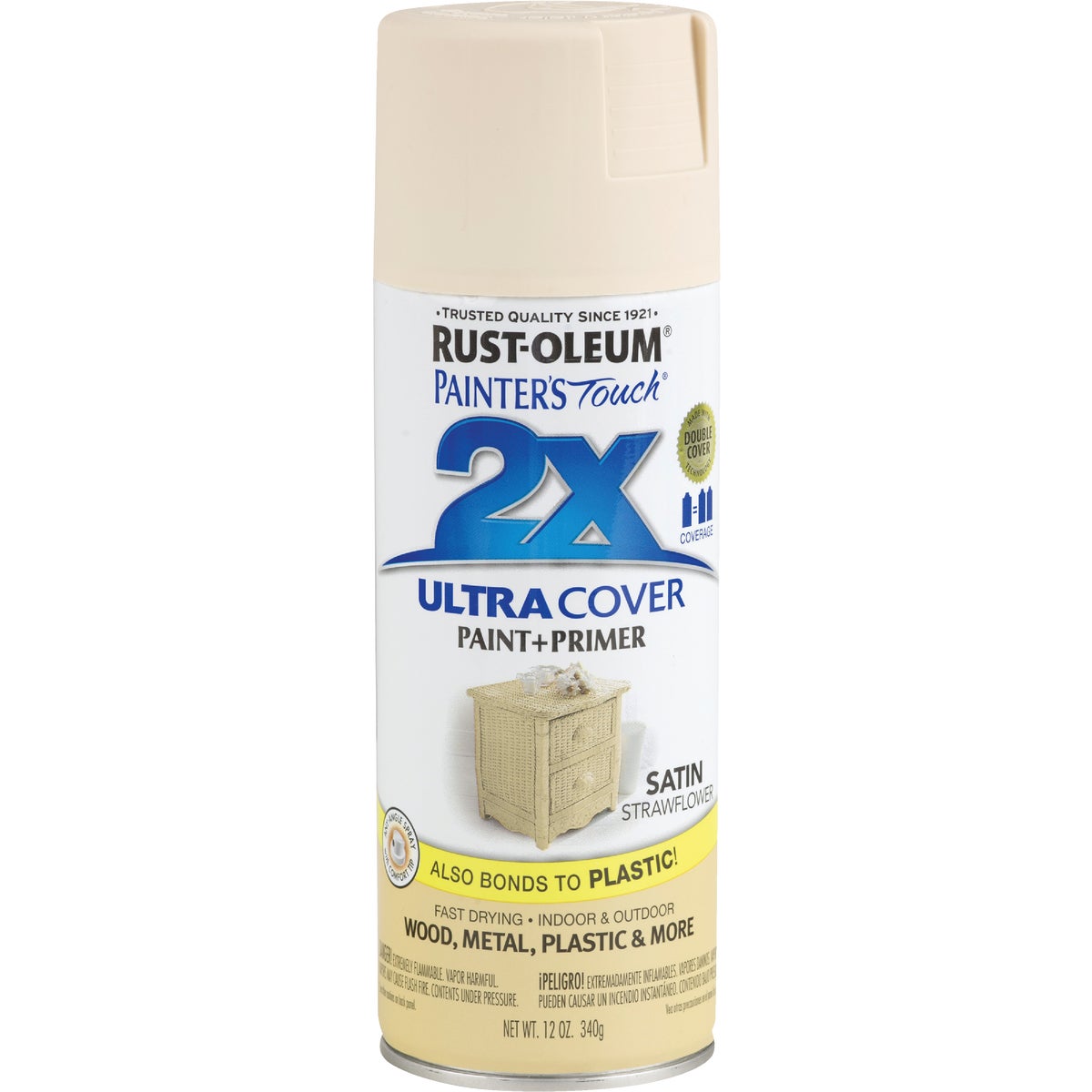 Rust-Oleum Painter's Touch 2X Ultra Cover 12 Oz. Satin Paint + Primer Spray Paint, Strawflower