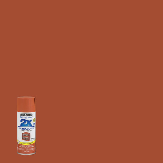 Rust-Oleum Painter's Touch 2X Ultra Cover 12 Oz. Satin Paint + Primer Spray Paint, Cinnamon