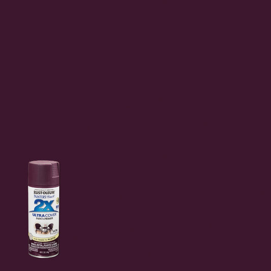 Rust-Oleum Painter's Touch 2X Ultra Cover 12 Oz. Satin Paint + Primer Spray Paint, Aubergine