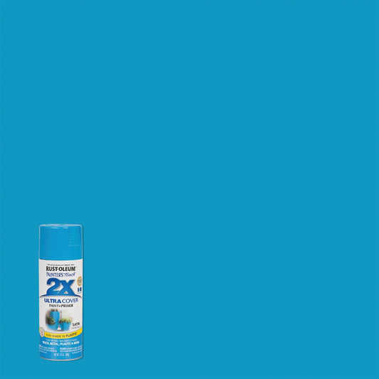 Rust-Oleum Painter's Touch 2X Ultra Cover 12 Oz. Satin Paint + Primer Spray Paint, Oasis Blue