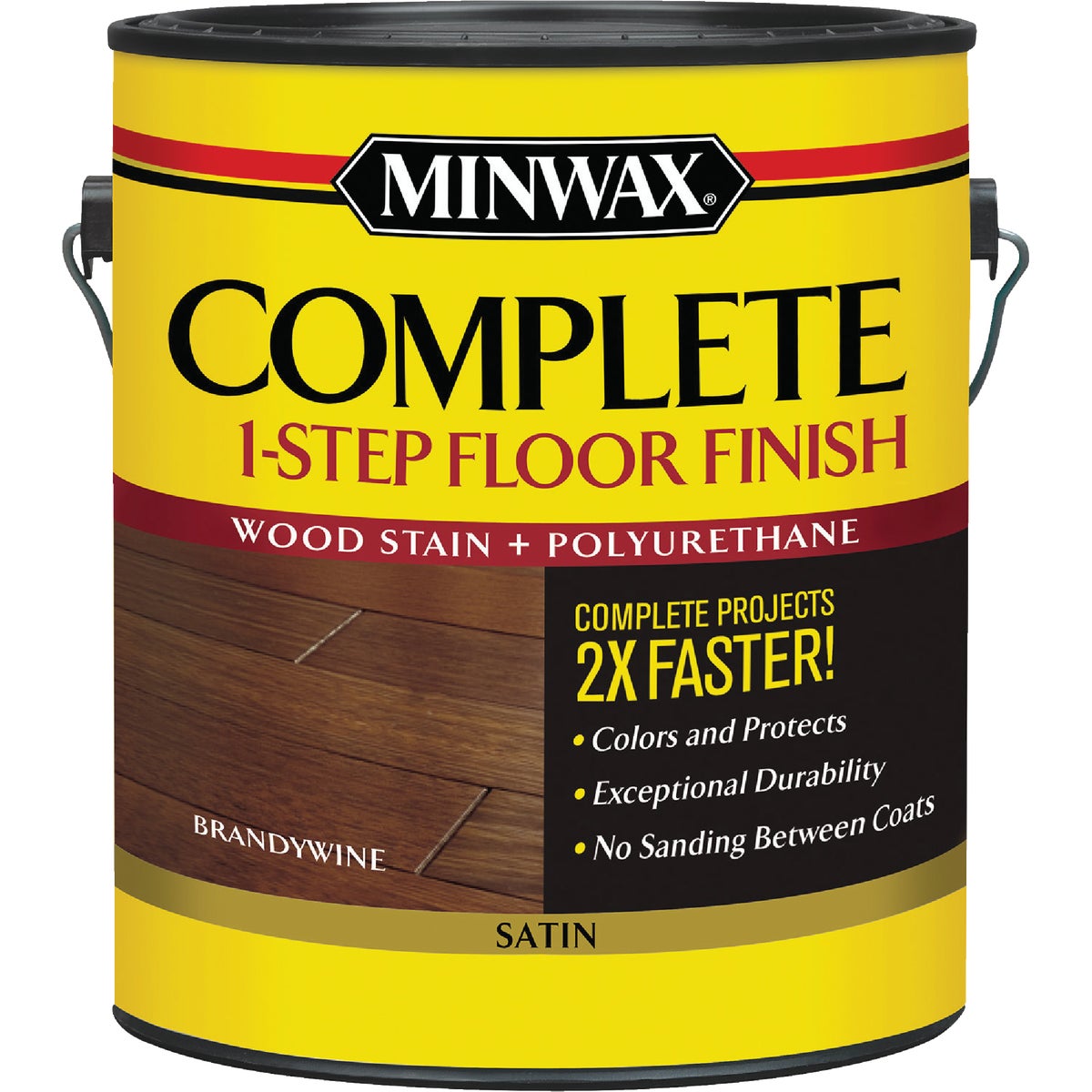 Minwax Complete 1 Gal. Brandy Satin 1-Step Wood Stain & Polyurethane Floor Finish