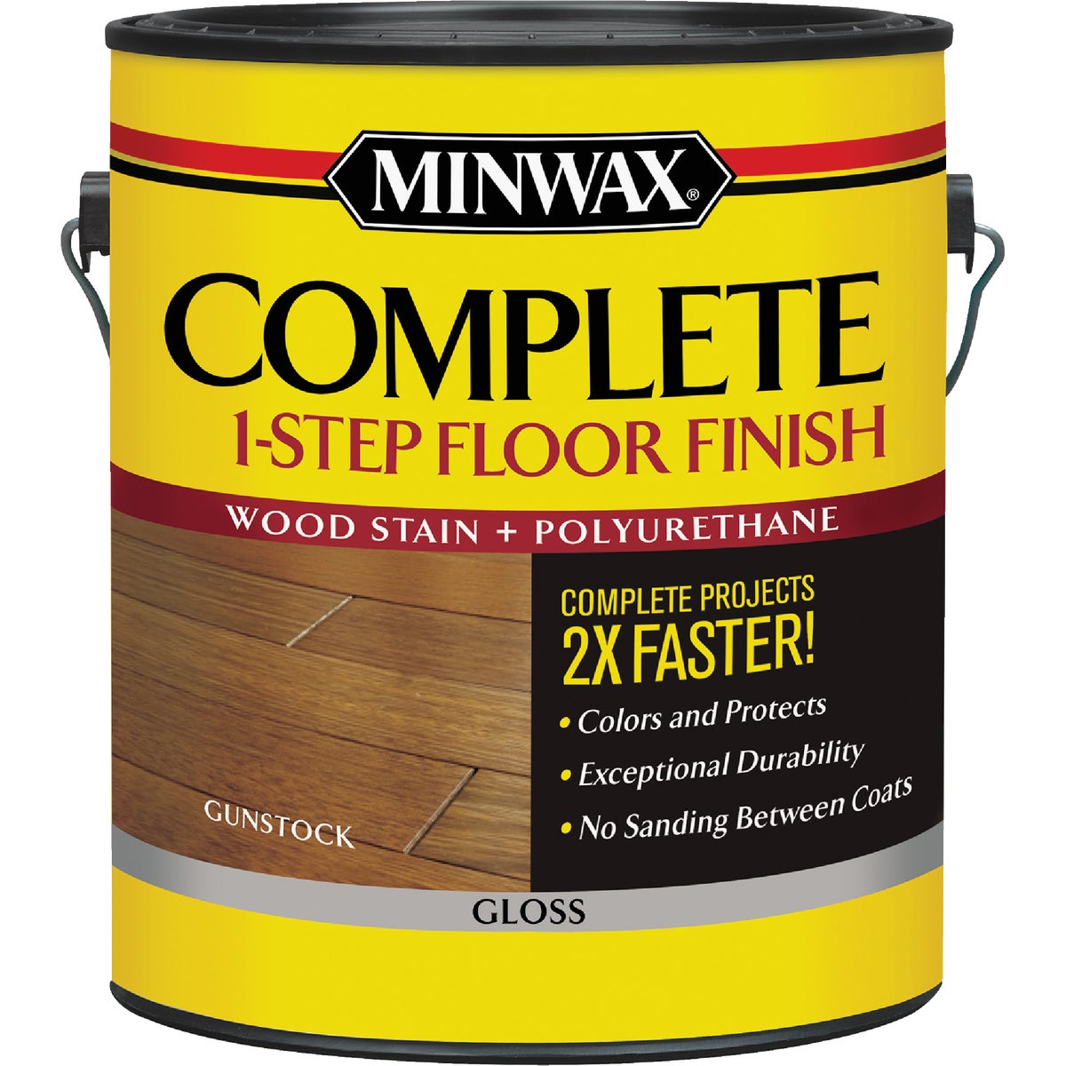 Minwax Complete 1 Gal. Gunstock Gloss 1-Step Wood Stain & Polyurethane Floor Finish