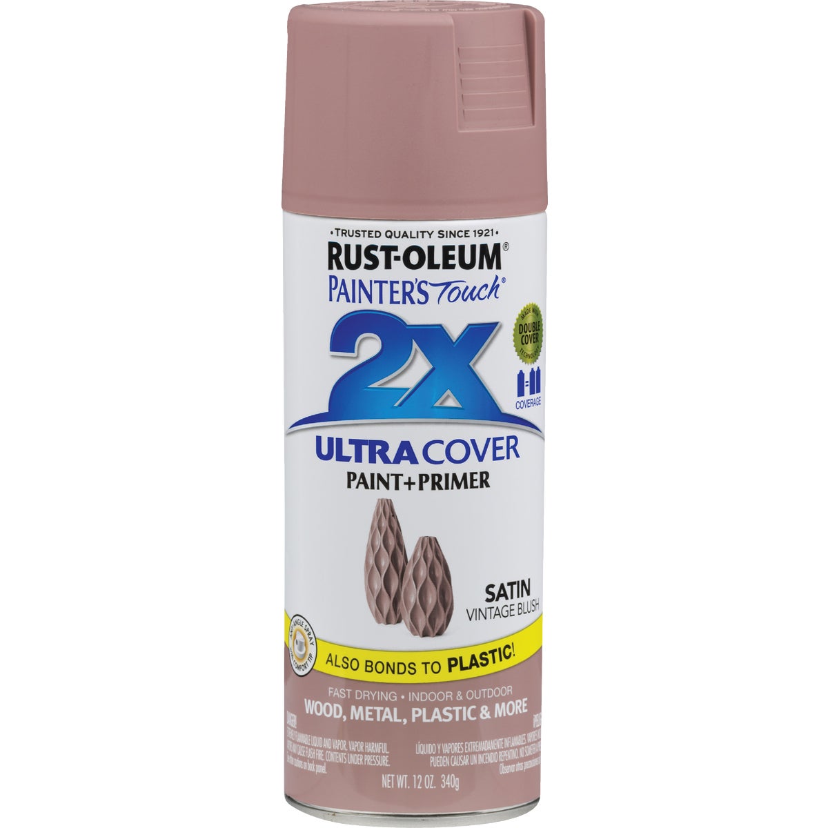 Rust-Oleum Painter's Touch 2X Ultra Cover 12 Oz. Satin Paint + Primer Spray Paint, Blush