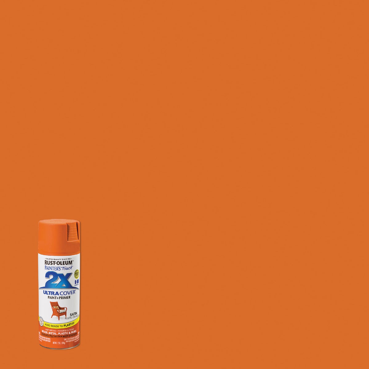 Rust-Oleum Painter's Touch 2X Ultra Cover 12 Oz. Satin Paint + Primer Spray Paint, Rust Orange